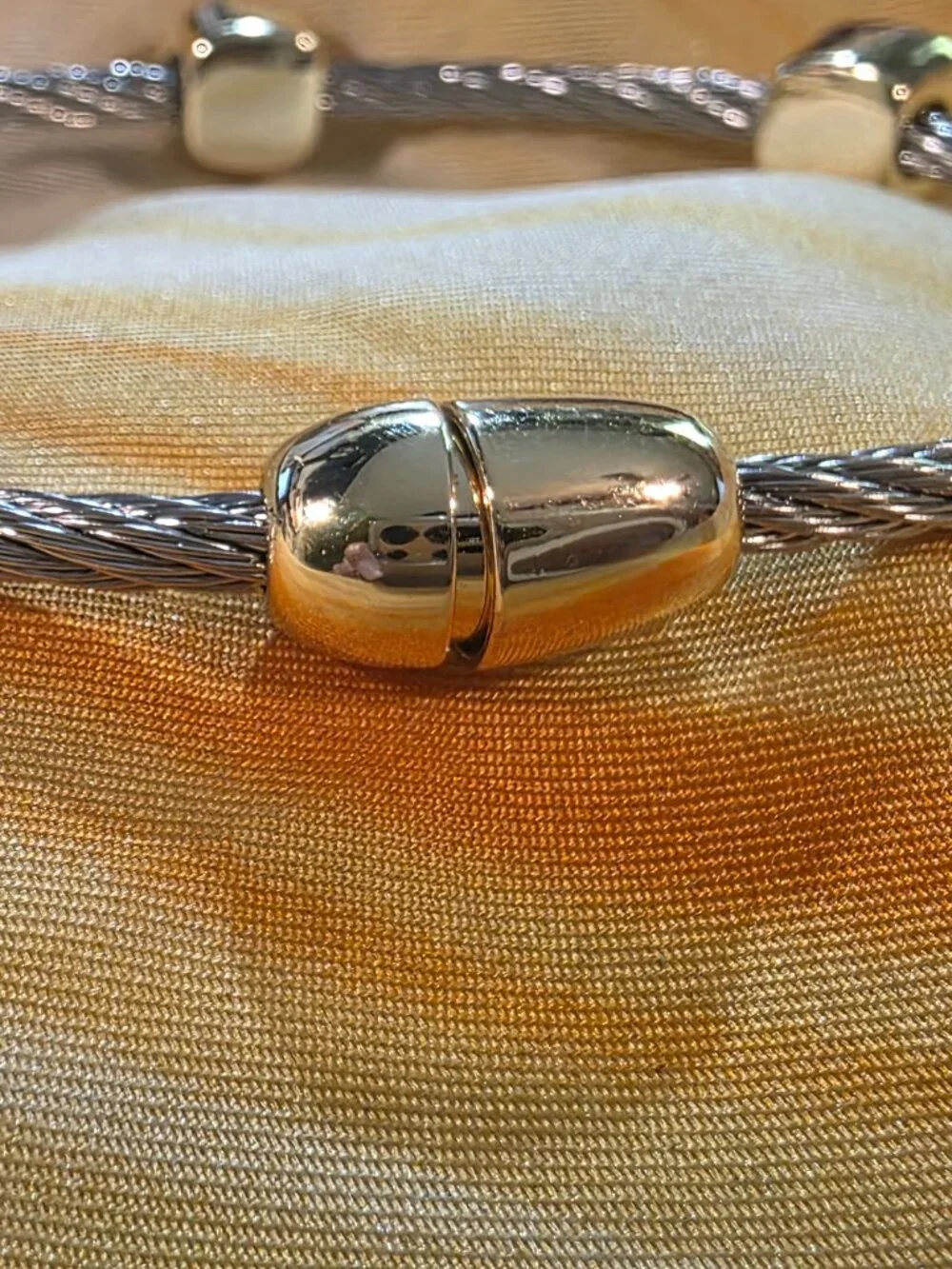 Frieda Rothman-2 tone wire and yellow gold cubic zirconia bracelet